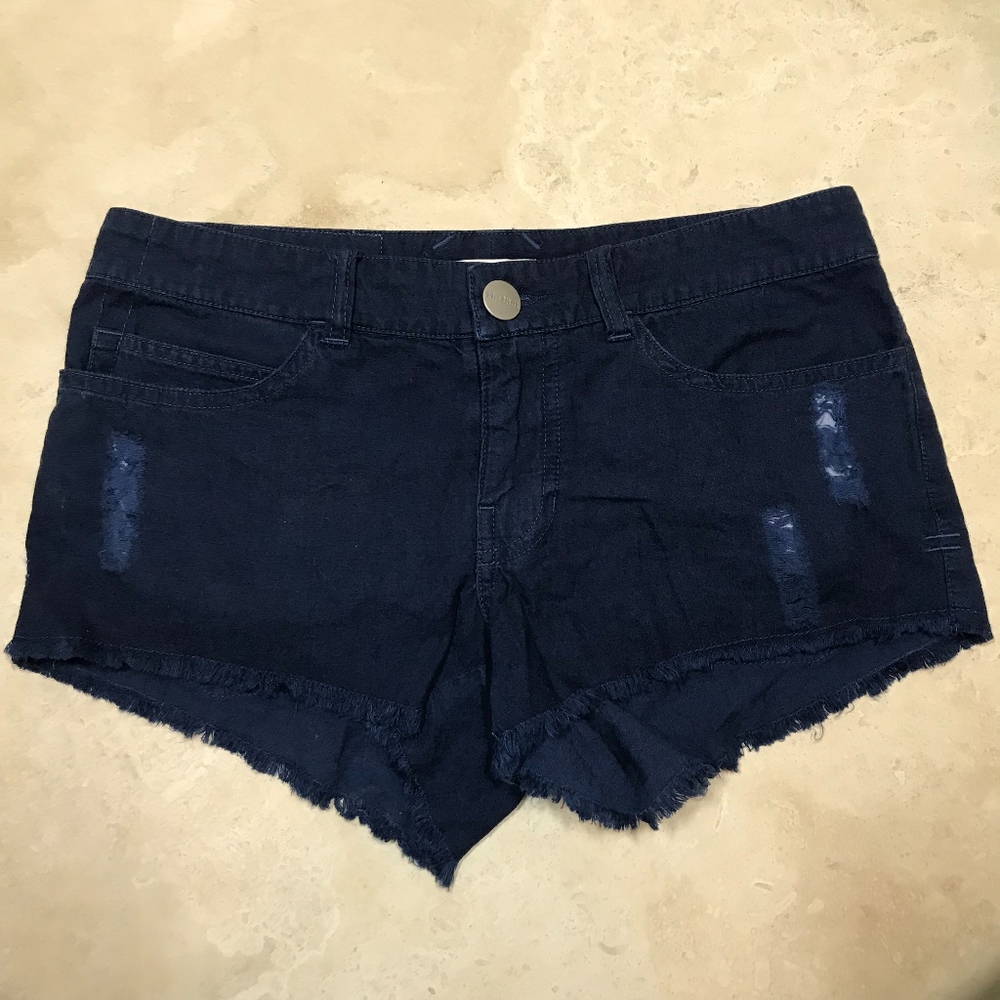 Rhythm blue distressed cutoff denim shorts